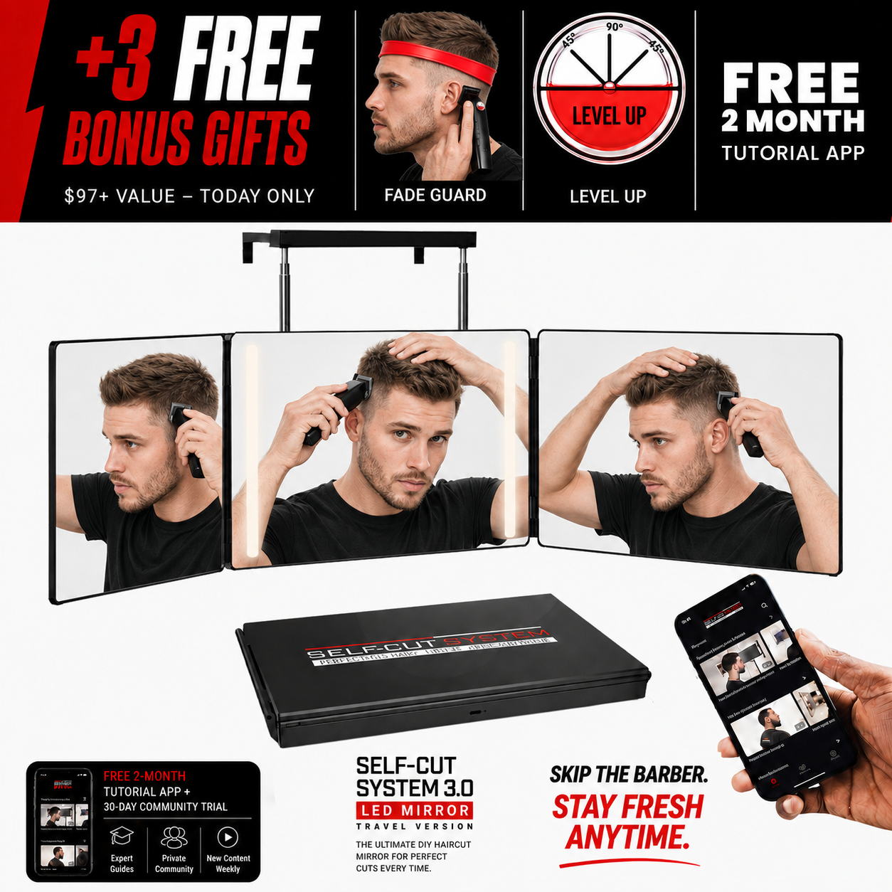 Self-Cut System 3.0 LED Mirror – Classic Haircuts