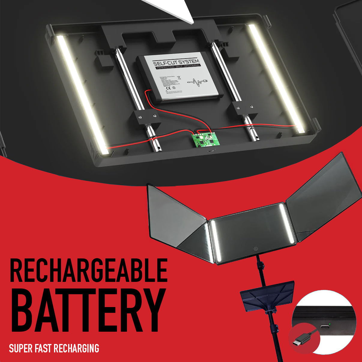 Self-Cut System 360° LED Mirror - Choose the setup that fits your grooming space.