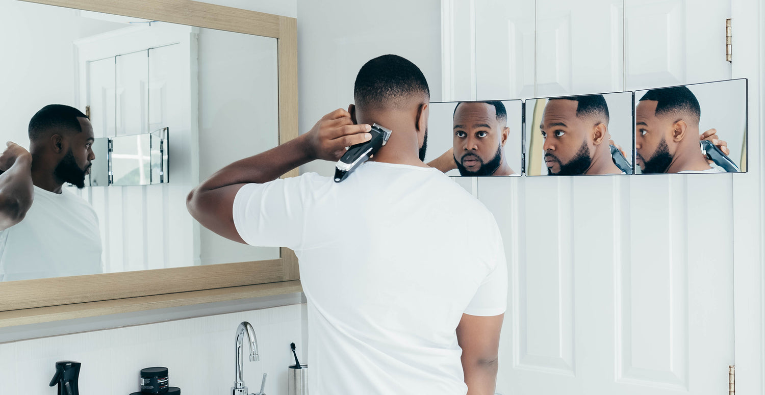  SELF-CUT SYSTEM: Perfecting Self Grooming - Black Lambo 3-Way  Mirror with Free Educational Mobile App : Beauty & Personal Care